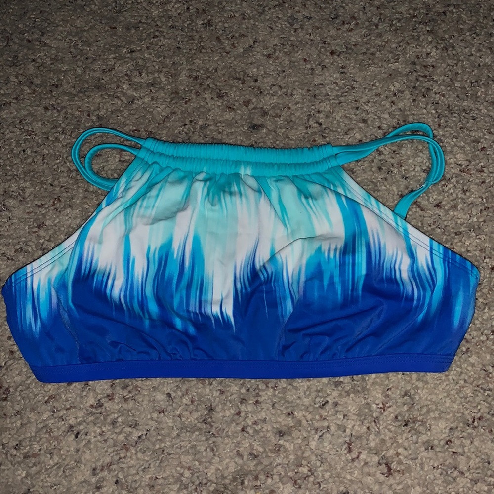 Blue swim top.
